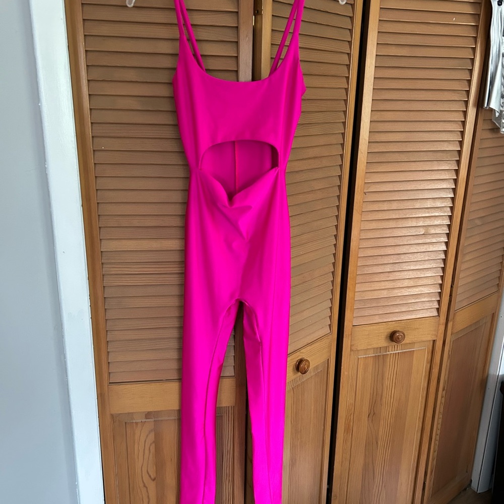 Barely worn fashion nova Vibrant Pink Cutout Jumpsuit one size I